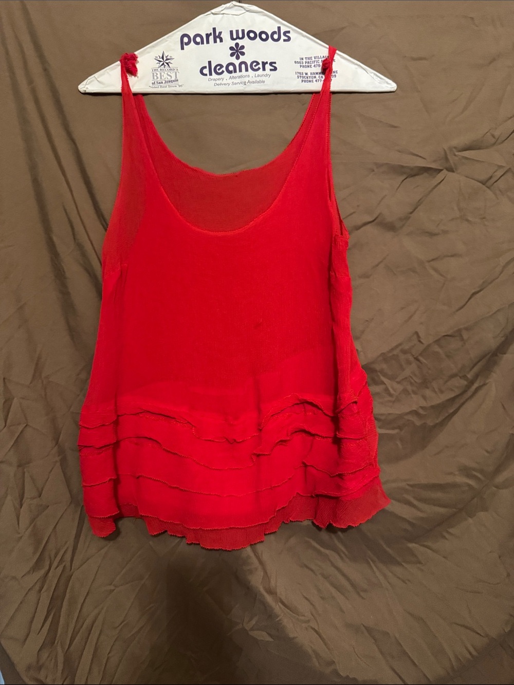 J. Crew Red Ruffle-Hem Tank Camisole